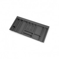 Emuca Cubertero Optima para cajón de cocina Vertex/Concept 500, módulo 1.000 mm, Tablero: 16mm, Plástico, gris antracita