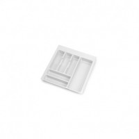 Emuca Cubertero Optima para cajón de cocina Vertex/Concept 500, módulo 500 mm, Tablero: 16mm, Plástico, blanco