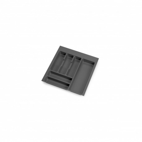 Emuca Cubertero Optima para cajón de cocina Vertex/Concept 500, módulo 500 mm, Tablero: 16mm, Plástico, gris antracita