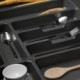 Emuca Cubertero Optima para cajón de cocina Vertex/Concept 500, módulo 500 mm, Tablero: 16mm, Plástico, gris antracita