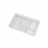 Emuca Cubertero Optima para cajón de cocina Vertex/Concept 500, módulo 800 mm, Tablero: 16mm, Plástico, blanco
