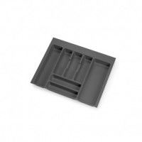 Emuca Cubertero Optima para cajón de cocina Vertex/Concept 500, módulo 600 mm, Tablero: 16mm, Plástico, gris antracita