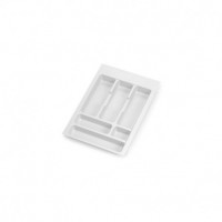 Emuca Cubertero Optima para cajón de cocina Vertex/Concept 500, módulo 400 mm, Tablero: 16mm, Plástico, blanco