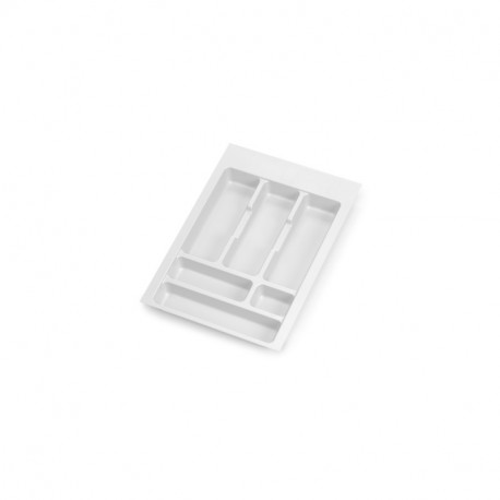 Emuca Cubertero Optima para cajón de cocina Vertex/Concept 500, módulo 400 mm, Tablero: 16mm, Plástico, blanco