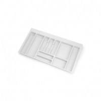 Emuca Cubertero Optima para cajón de cocina Vertex/Concept 500, módulo 900 mm, Tablero: 16mm, Plástico, blanco