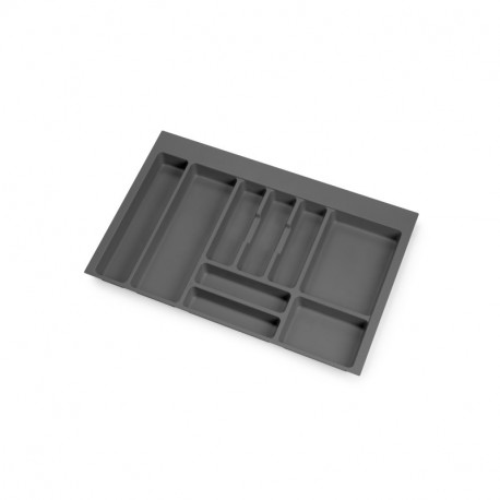 Emuca Cubertero Optima para cajón de cocina Vertex/Concept 500, módulo 800 mm, Tablero: 16mm, Plástico, gris antracita