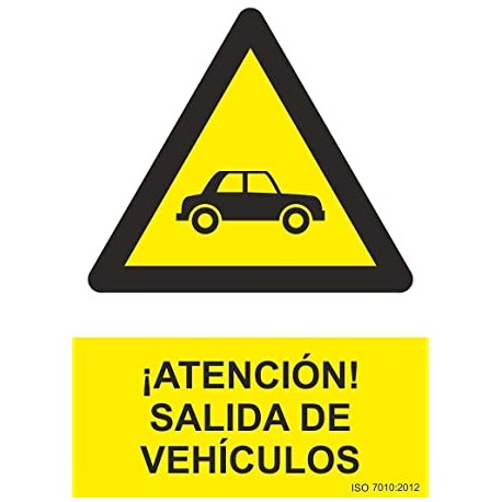 Señal peligro salida vehiculos pvc 0,7mm 210x300mm NORMALUZ