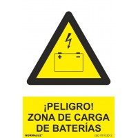 Señal peligro zona de carga bateria pvc 0,7mm 210x300mm NORMALUZ