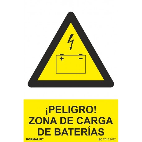 Señal peligro zona de carga bateria pvc 0,7mm 210x300mm NORMALUZ