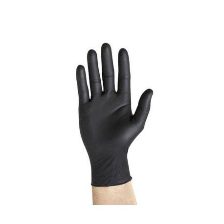 Guante desechable nitrilo negro 5,5gr T-7 (M) caja 100 ud 7M