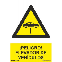 Señal peligro elevador de vehiculo pvc 0,7mm 210x300mm NORMALUZ