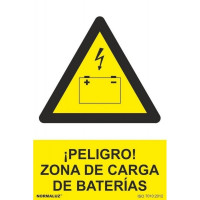 Señal peligro zona de carga bateria pvc 0,7mm NORMALUZ