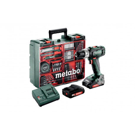 Taladro percutor SB18L+Set 79 accesorisos 18V Li 2x2,0Ah METABO