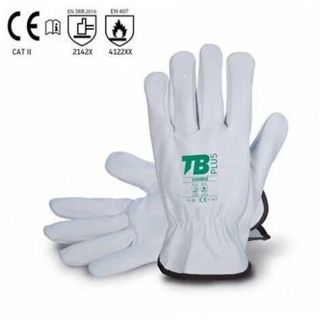 Guante piel flor vacuno 160IBSZ T11 blanco BODERO