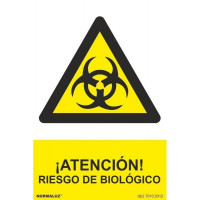 Señal adhesiva peligro atencion riesgo biologico 150x200mm NORMALUZ