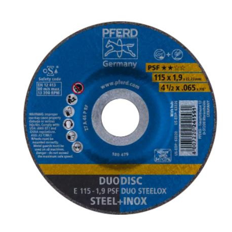 Disco corte-desbaste ø115-1,9 PSF (duo steelox) (10 unidades) PFERD