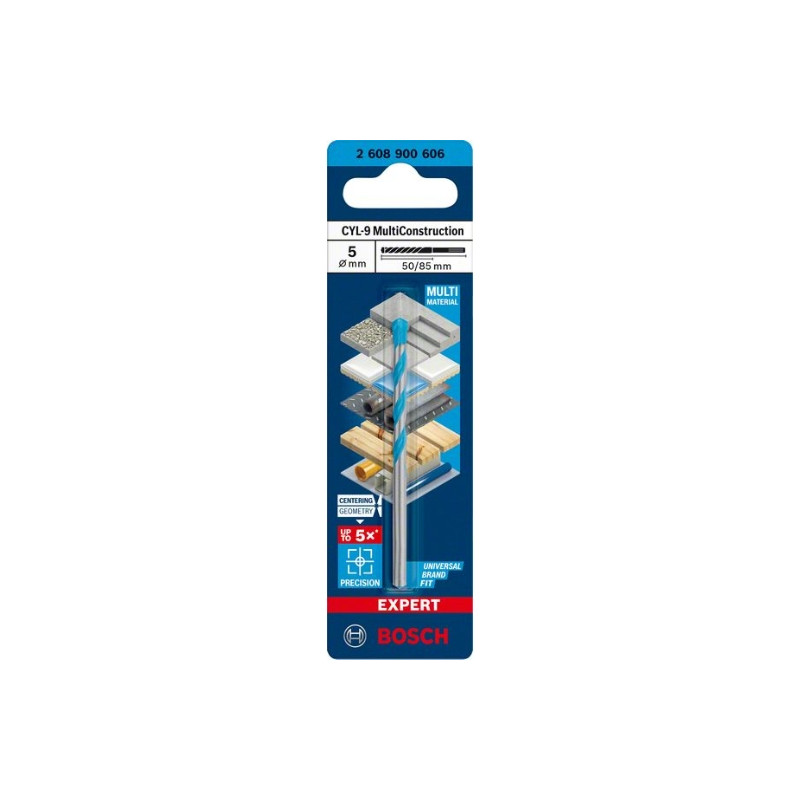 Bosch Professional 2 607 010 521 Juego de 4 Brocas Multiuso Robust Line  CYL-9 MultiConstruction 4 5 6 8 mm, 0 W, 0 V, Acero Inoxidable, Set de 4  Piezas : : Bricolaje y herramientas