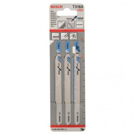 Hoja sierra de calar T 318 basic metal: 3uds BOSCH