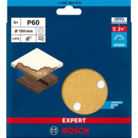 Papel lija expert c470: 150mm 6p. g60 x 5 uds BOSCH