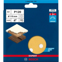 Papel lija Expert c470, s1261: 115mm 8p. g120 x5uds BOSCH