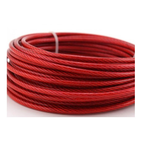 Cable acero 6x7x1 plastificado rojo 4x6 mm   v/ m . (100 unidades) BEZABALA