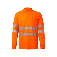 Polo algodón manga larga alta visibilidad naranja fluor VELILLA