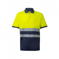 Polo algodón manga corta alta visibilidad navy/amarillo fluo VELILLA