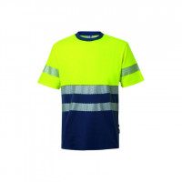 Camiseta algodón alta visibilidad 305509 61-20 navy/amarillo VELILLA