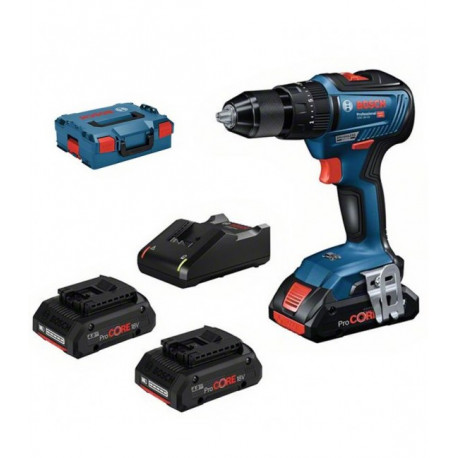 Taladro percutor gsb 18v-55 + 2 x 3.0Ah gba + gal 18v-20 BOSCH