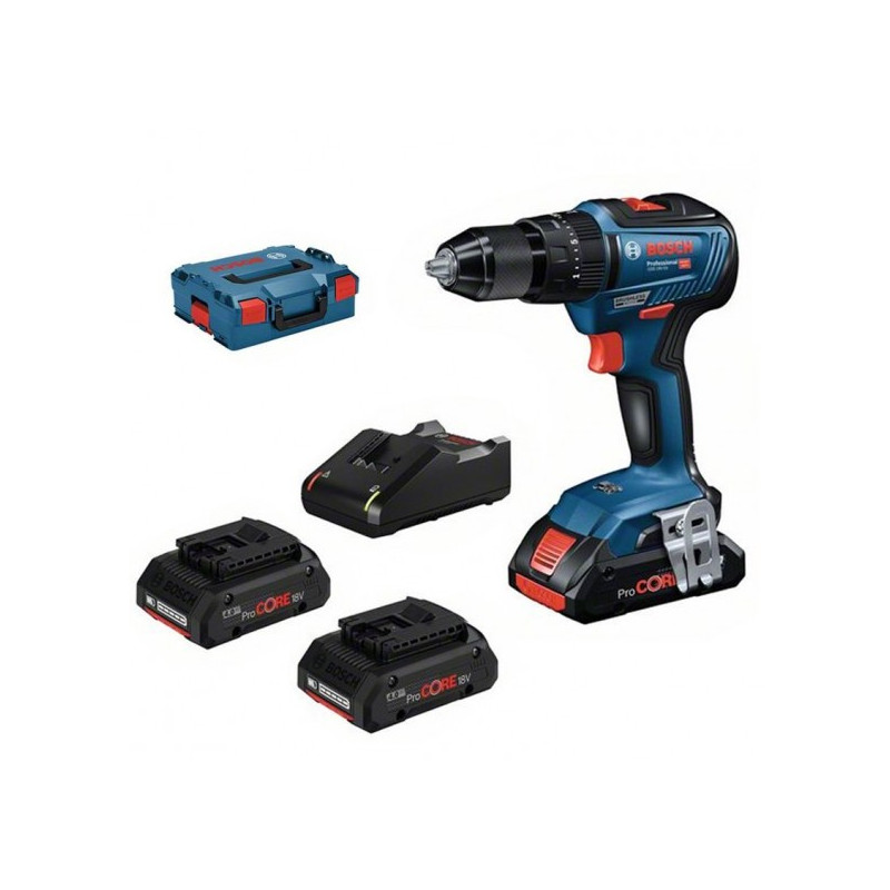 Taladro GSB 18V-55 EC Professional con 2 baterías de 3.0 Ah, cargador y  maletín L-BOXX - BOSCH 0615900M0E - SIA Suministros