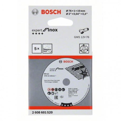 Disco de corte Expert Inoxl Ø76x10mm (5 unidades) BOSCH