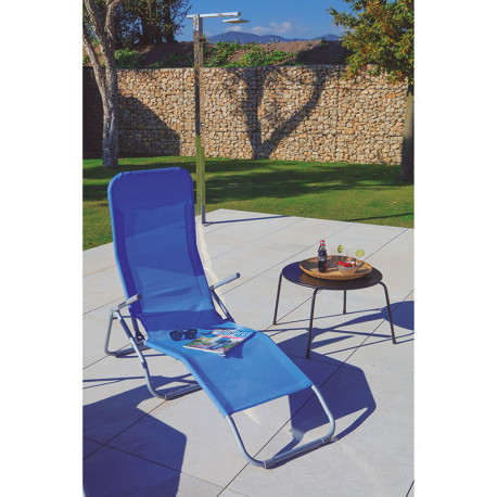 Tumbona reclinable acero/textiline azul 