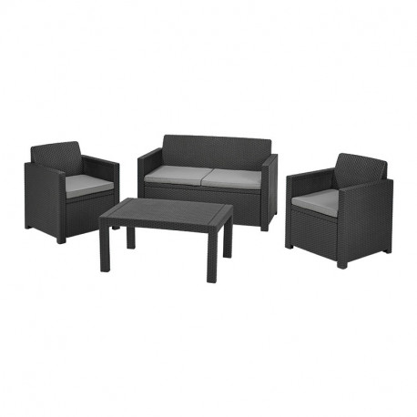 Conjunto jardín Merano (2 sillones+sofa+mesa aux.) 