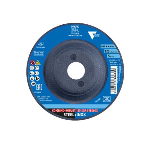 Disco desbaste CC-GRIND-ROBUST 125x22,23 mm SGP Steelox (10 unidades) PFERD