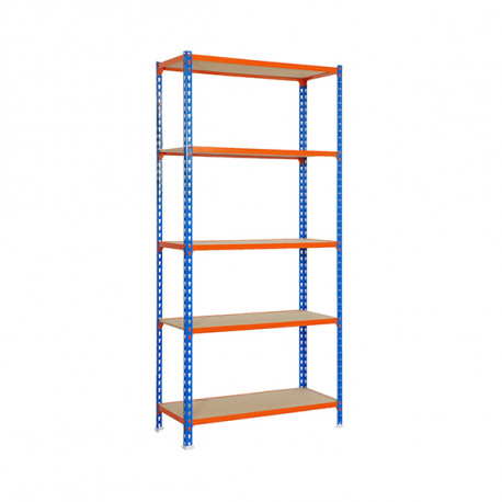 Estanteria maderclick 5/300 1800x900x300 azul/naranja/madera SIMONCLICK