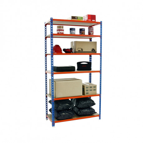 Estanteria maderclick 6/400 2500x900x400 azul/naranja/madera SIMON