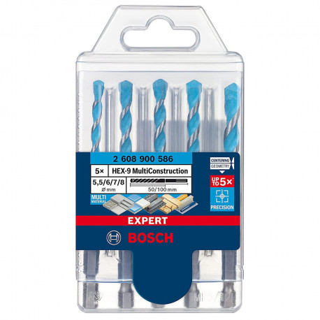 Set de 5 brocas Expert HEX-9 MultiConstruction 5,5/6/7/8 mm. BOSCH -  Ferretería Campollano