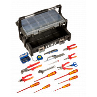 Caja de plastico con 18 herramientes para electricista IRIMO