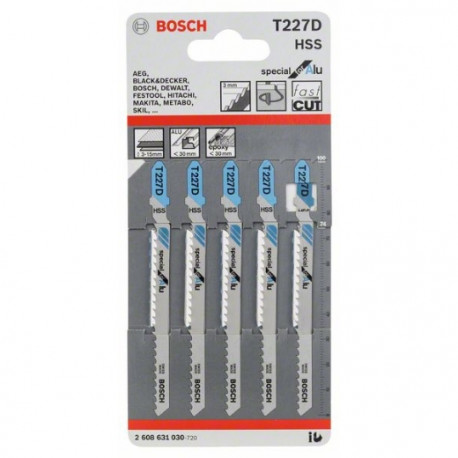 Hoja sierra de calar Aluminio T 227 D (5 uds) BOSCH