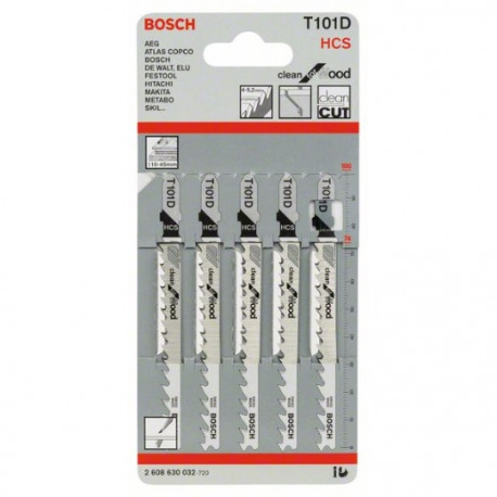 Hoja sierra de calar madera T 101 D (5 uds) BOSCH