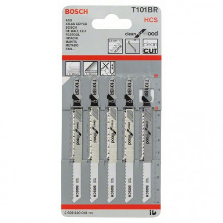 Hoja sierra de calar madera T101BR (5 uds) BOSCH