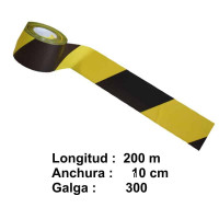 Cinta balizamiento amarilla/negra 100mmx200m galga 300 