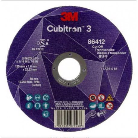 Disco de corte cubitron 3 36+ T42 125mmx2,5mmx22,23mm 3M