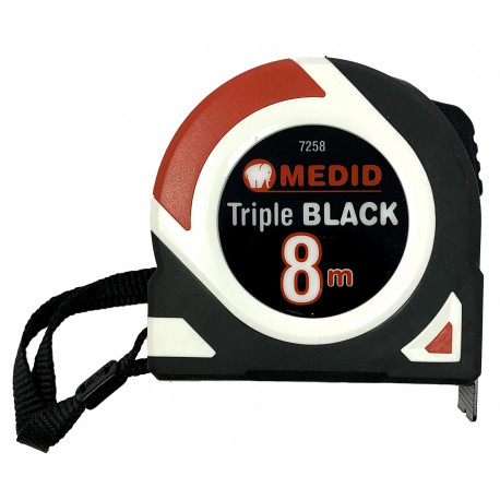 Flexometro triple black 8 mtx25mm c/negra MEDID