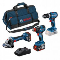 Kit 3 maquinas GSB18V-45 + GDX18v-200 + GWS18V-7 + 2X5Ah + G BOSCH