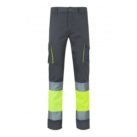 Pantalon strech A/V 303002S-08/20 gris/amarillo fluor VELILLA