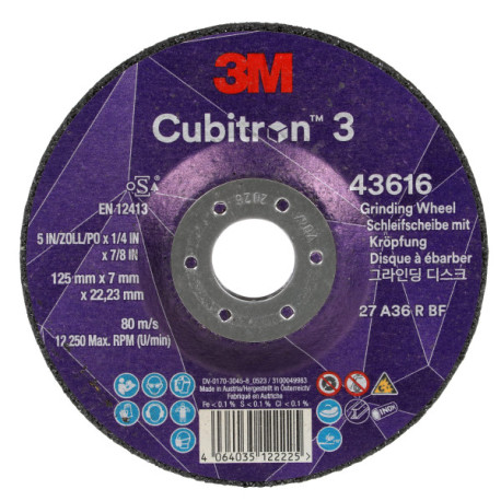 Disco de desbaste cubitron 3 36 T27 125mmx7mmx22,23mm 3M