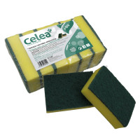 Estropajo fibra verde extra con esponja 8x12cm unidad (10 unidades) CELEA