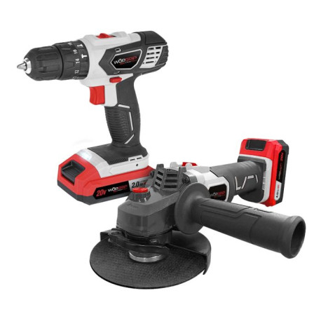 Kit Taladro+amoladora bateria 20v (48912) bricolage WORGRIP