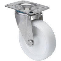 Rueda giratoria INOX.10ZVLI125-UT POLIAMIX blanco eje liso ALEX
